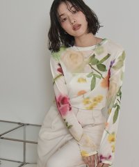 miette/プリントチュールクルーネックトップス/507874465