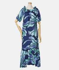 Maunaloa/マウナロア Maunaloa Ocean Blue Bird ネオンハイビボリュームスリーブドレス/507874693