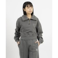 NERDY/ノルディ NERDY W'S SOUFFLE PIGMENT CROPPED SWEATSHIRT 　ソッフルピグメントクロップドスウェットシャツ（チャコール）/507875334