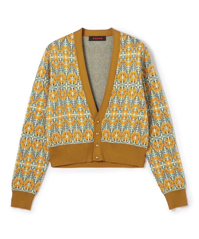 CABaN コットンカシミヤストレッチ ジャカードプリントVネック CABaN コットンカシミヤストレッチ ジャカードプリントVネック