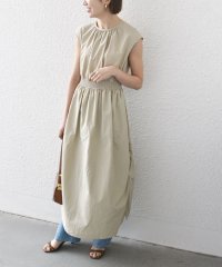 SHIPS any WOMEN/SHIPS any:〈洗濯機可能〉ナイロン サイド ギャザー フレンチスリーブ ワンピース/507876087