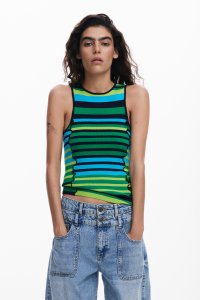 Desigual/デシグアル Desigual ストライプトリムTシャツ/507876240