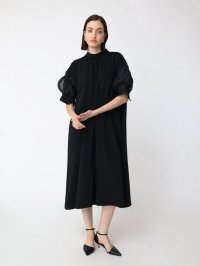Aga/アーガ Aga Aga Black シアーパフスリーブロングワンピース/507877817