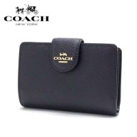 COACH/コーチ COACH コーチ 二つ折り財布 レディース COACH Wallet ラグジュアリー クロスグレーン レザー ミディアム コーナー ジップ ウォレット/507008480