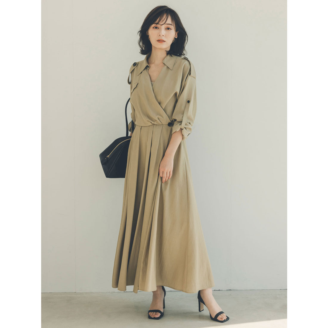 特別値下げ　anuans トレンチディティールワンピース　S トレンチディテールワンピース(S BEIGE): ワンピースanuans