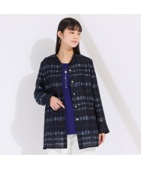 Liliane Burty/米沢織　かすりチェックブラウス/507880519