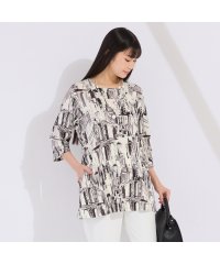 Liliane Burty/フランス製素材シティプリント　スクエアネックTシャツ/507880523