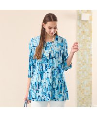 Liliane Burty/フランス製素材シティプリント　スクエアネックTシャツ/507880523