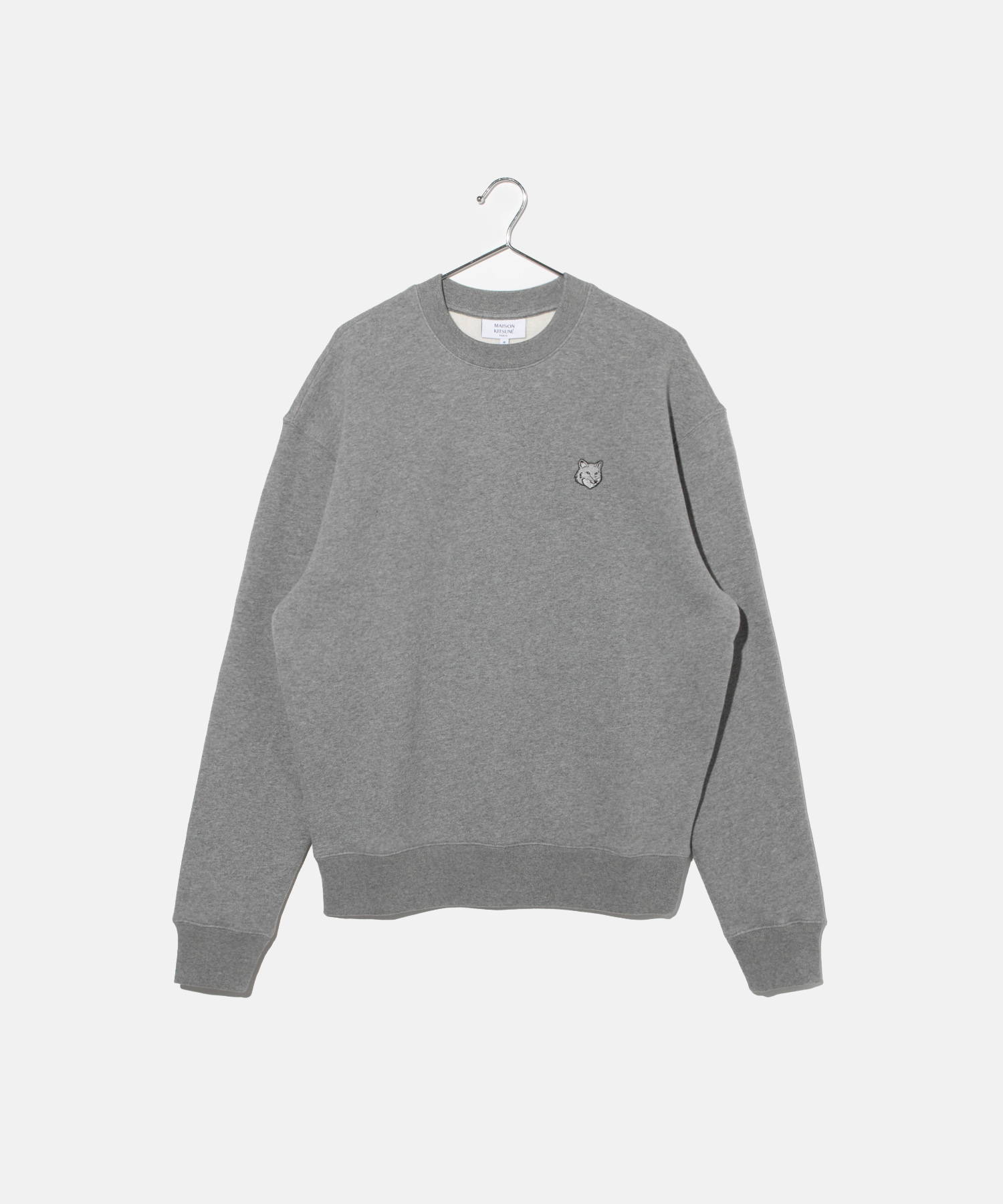 【関税込み】Maison Kitsune グレー バーシティ フーディ ボールド フォックスヘッド パッチ コンフォート フーディ