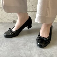 BLANC / BLEU/ブランブルー blanc/bleu 【日本製】【本革】【軽量】【防滑ソール】3.5cmヒール リボンパンプス/507881312