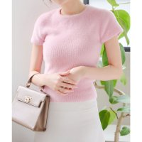 KOBE LETTUCE/コウベレタス KOBE LETTUCE ミンクタッチショートスリーブニットトップス [N1152]/507881608