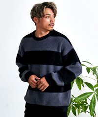 CavariA/キャバリア CavariA CavariA フェザーヤーンルーズサイズボーダークルー 長袖 ニット/507881818