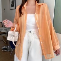 RIFF/リフ Riff シアーシャツ シースルー 羽織り ブラウス トップス 大きいサイズ ビッグサイズ オーバーサイズ 長袖 無地/507152848