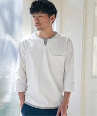 ikka/【接触冷感／抗菌防臭】GOKU楽セイケツ7分袖キーネックTシャツ/507474146