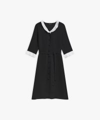 agnes b. FEMME/プリーツカラー 長袖 Vネック ワンピース/507880507