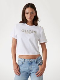 GUESS/ゲス GUESS CN Ss Metal Logo Cropped Tee/507884340