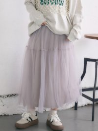 RETRO GIRL/レトロガール RETRO GIRL フリル切り替えチュールSK/507884620