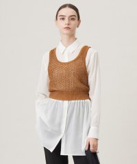 ICB（LARGE SIZE）/【洗える】 シャインポリエステルクロッシェ ニットベスト/507887094