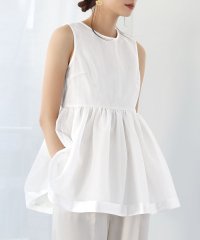 ELFRANK/エルフランク ELFRANK サテンテープ＆シアーペプラムチュニックブラウス【洗える】/507890285