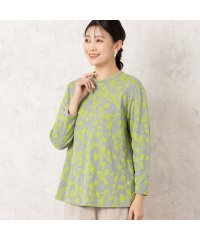 MISSEL/【洗える・日本製・WEB限定カラーあり】バイカラー ボタニカル柄カットソー/507890629
