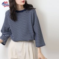 JEMORGAN/ジェーイーモーガン JEMORGAN ジェーイーモーガン JEMORGAN ワッフルラグラン7分袖ボーダーTシャツ ラウンドタイプ （ホワイト）/507891516
