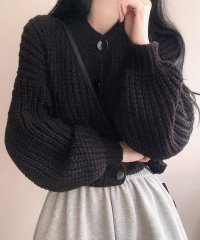 RIFF/リフ Riff ニットカーディガン ショート丈 ショートカーデ ケーブル編み ローゲージ 羽織り トップス アウター 長袖 無地/507893680