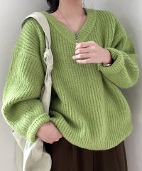RIFF/リフ Riff Vネックニット セーター オーバーサイズ ビッグサイズ 大きいサイズ ゆったり カットソー プルオーバー トップス 長袖 無地/507893683