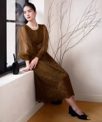 DRESS+/ドレスプラス DRESS+ レースとシアー素材を切り替えた大人ドレスワンピース/507893846