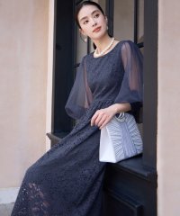 DRESS+/ドレスプラス DRESS+ レースとシアー素材を切り替えた大人ドレスワンピース/507893846