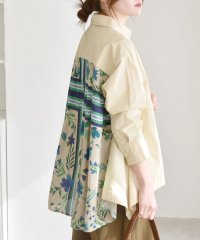 quaranciel/quaranciel:〈手洗い可能〉SPRINTEX フラワーパネル柄 スカーフ ドッキング シャツ/507894251