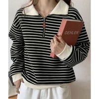 miniministore/ミニミニストア miniministore ハーフジップニットポロ ボーダートップス/507895702