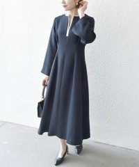 SHIPS any WOMEN/SHIPS any: ダブルクロス ウエスト タック Aライン ワンピース ［NAVY BLUE］/506796591