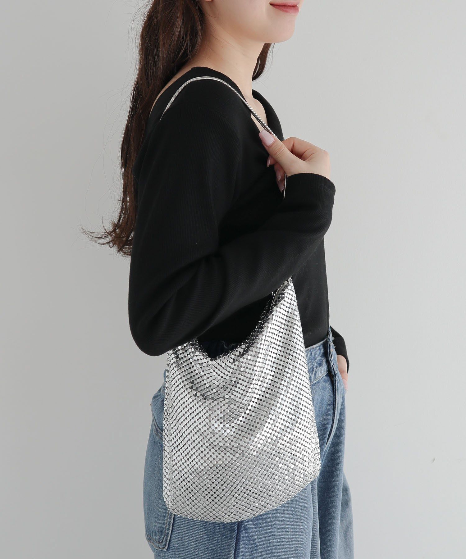 WHITING & DAVIS　メタルメッシュ　ショルダーポーチ　パープル Whiting & Davis mesh purse NWT Blues Purples Golds & Green