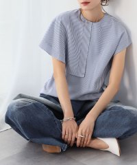 ELFRANK/エルフランク ELFRANK ストライプアシンメトリーケープブラウス【洗える】/507897844