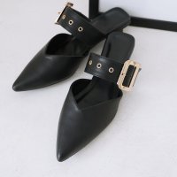 VIVIAN/ヴィヴィアン VIVIAN ポインテッドトゥVカットバックルベルトミュールパンプス/507897924