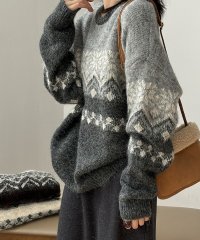 ARGO TOKYO/アルゴトウキョウ ARGO TOKYO Wool Blend Brushed Snow Flowers Crew Knit 25126 ウールブレンド起毛フラワ/507897935