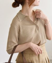 quaranciel/《一部追加予約》quaranciel:〈手洗い可能〉シアー ラメ ポロ リブ ニット プルオーバー/507898292