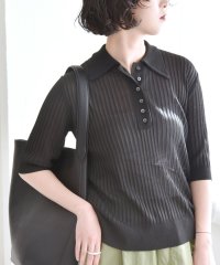 quaranciel/《一部追加予約》quaranciel:〈手洗い可能〉シアー ラメ ポロ リブ ニット プルオーバー/507898292
