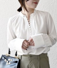 SHIPS any WOMEN/SHIPS any:〈洗濯機可能〉シアー ボイル ボタン マオカラー シャツ/507899906