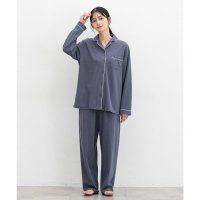 Honeys/ハニーズ Honeys 前開き綿素材ルームウェア（上下セット） ルームウェア 部屋着 上下セット 前開きルームウェア 綿100％ 無地 ロゴ 刺しゅう レディー/507900060