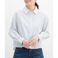 Honeys/ハニーズ Honeys ショート丈シャツ トップス ブラウス 長袖 シャツ ショート丈 無地 ストライプ レギュラーカラー 綿混 シンプル オールシーズン レデ/507900075