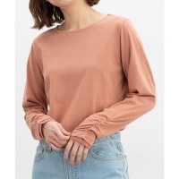 Honeys/ハニーズ Honeys シャーリング使いTシャツ トップス カットソー 長袖 コットン 綿 UVカット Tシャツ ロンT 長袖Tシャツ シャーリング レディース/507900095