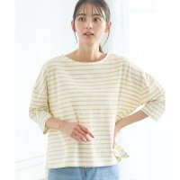 Honeys/ハニーズ Honeys 7分袖ボーダーTシャツ トップス カットソー Tシャツ 7分袖Tシャツ ボーダーTシャツ ボーダー柄 綿100％ スリット レディース/507900099