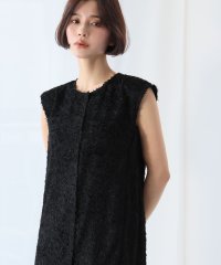 ELFRANK/エルフランク ELFRANK フリンジカットジャガードフレンチスリーブコクーンワンピース/507908936