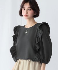 ELFRANK/エルフランク ELFRANK サイドギャザーフリル切替ブラウス【洗える】/507908937