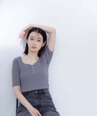 NATURAL BEAUTY BASIC/フロントボタンリブニット/507874308