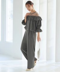 RUIRUE BOUTIQUE/ルイルエブティック RUIRUE BOUTIQUE 華やぎセットアップドレス シアーバルーントップス/セミワイドパンツ/507887077