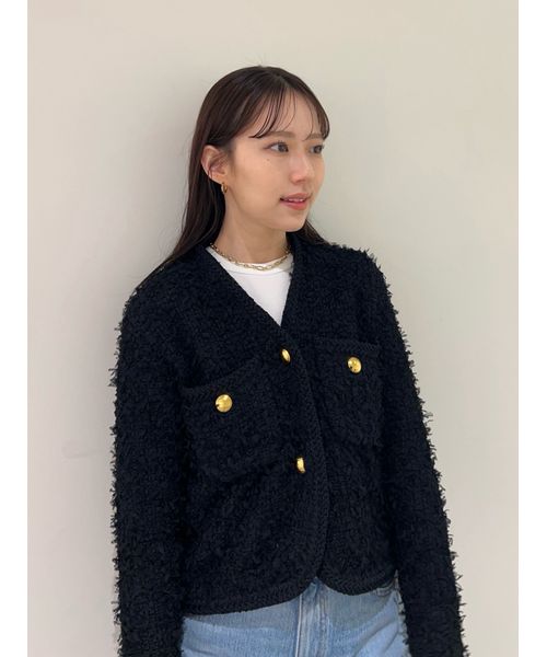 Mila Owen カーディガン ニットツイードショートジャケット