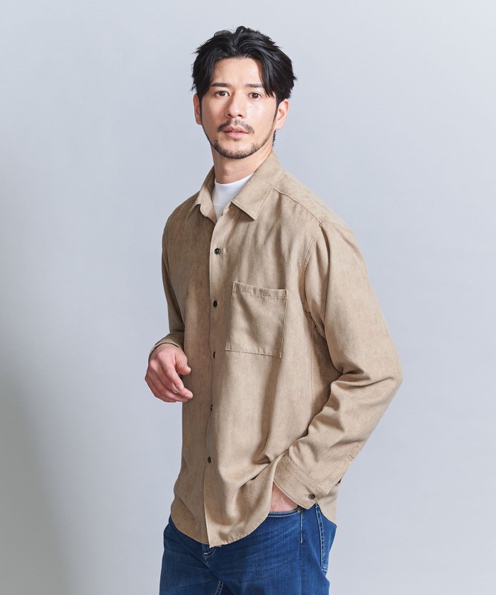 WEB限定 WARDROBE SMART】スエードライク シャツ(506723104 WEB限定 WARDROBE SMART】スエードライク シャツ(506723104