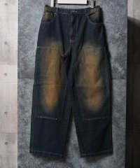 1111clothing/ワンフォークロージング 1111clothing オーバーダイ ダブルニー デニムパンツ/507914226